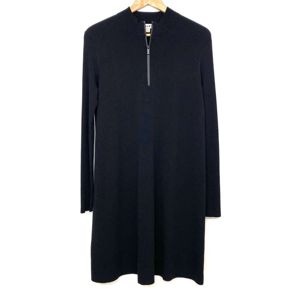 Tilley 1/4 Zip Sweater Dress Black Stretch Travel Long Sleeve Women’s M NWOT